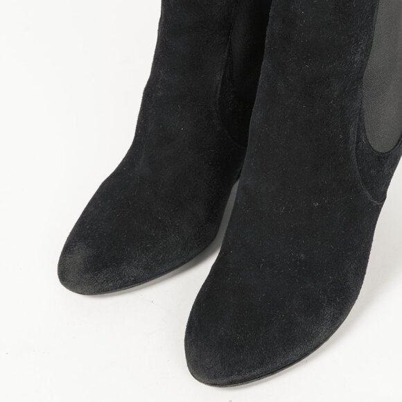 Yves Saint Laurent Nero Suede Chelsea Wedge Booties - Picture 6 of 9